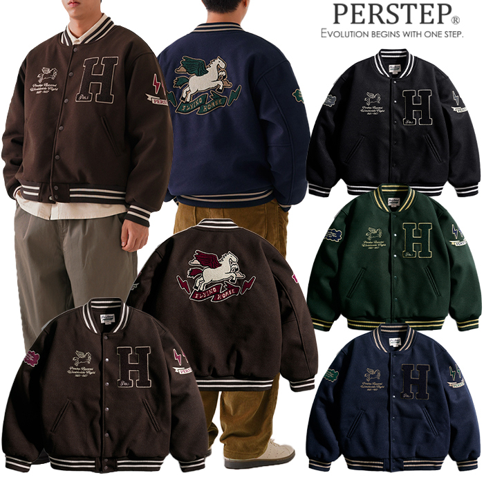 ★PERSTEP★送料込★韓国 Flying Horse Varsity Jacket JUOT4593