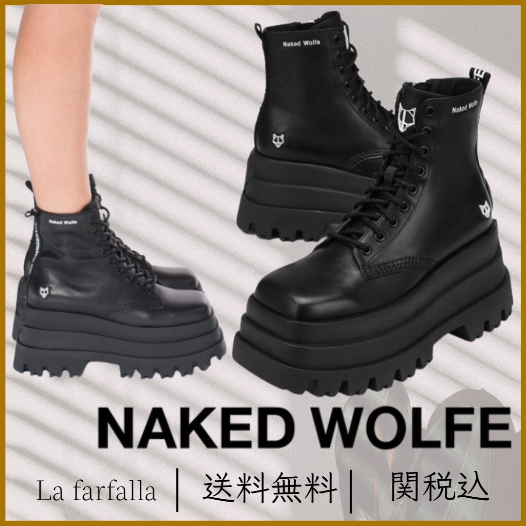 NAKED WOLFE スローンブラックレザーブーツ