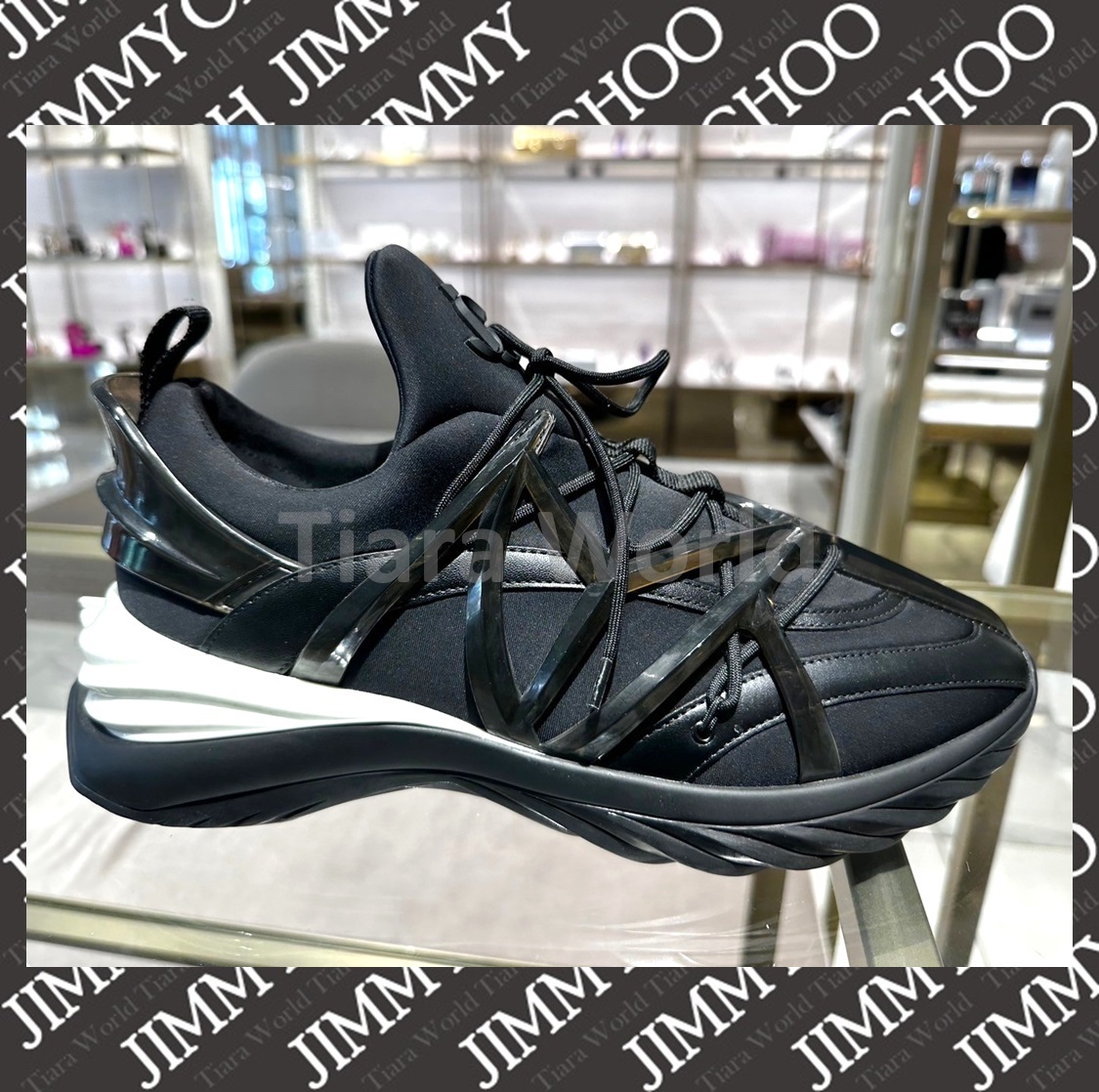 VIP SALE★Jimmy Choo COSMOS JC エンブレム スニーカー BLACK