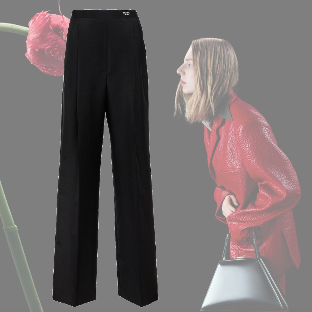 【希少】PRADA Mohair and wool wide-leg pants ワイドパンツ 黒