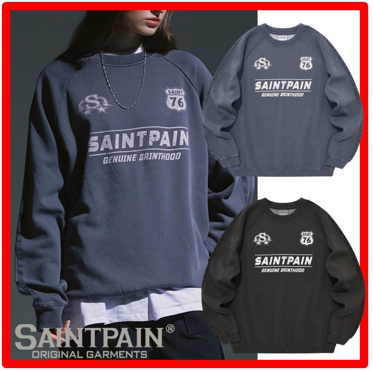 ★人気★【SAINTPAIN】★SP GARMENT DYING LEAGUE CREWNEC.K★