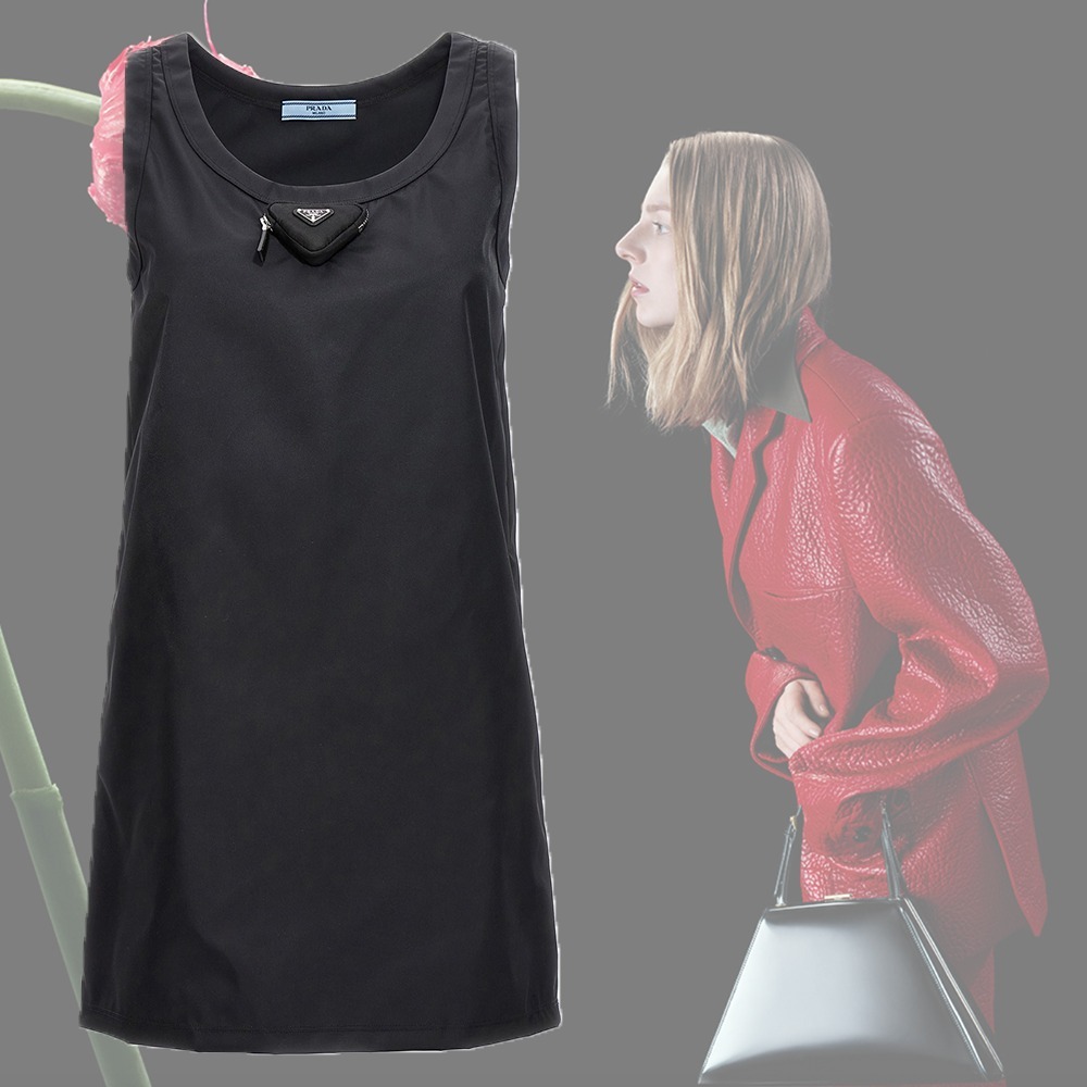 【希少】PRADA Re-Nylon ロゴポーチ ドレス ワンピース ブラック