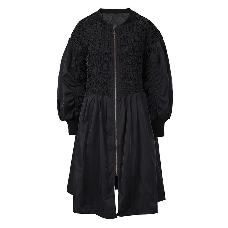 再入荷！ ランタンスリーブブルゾン コート ロング ブラック