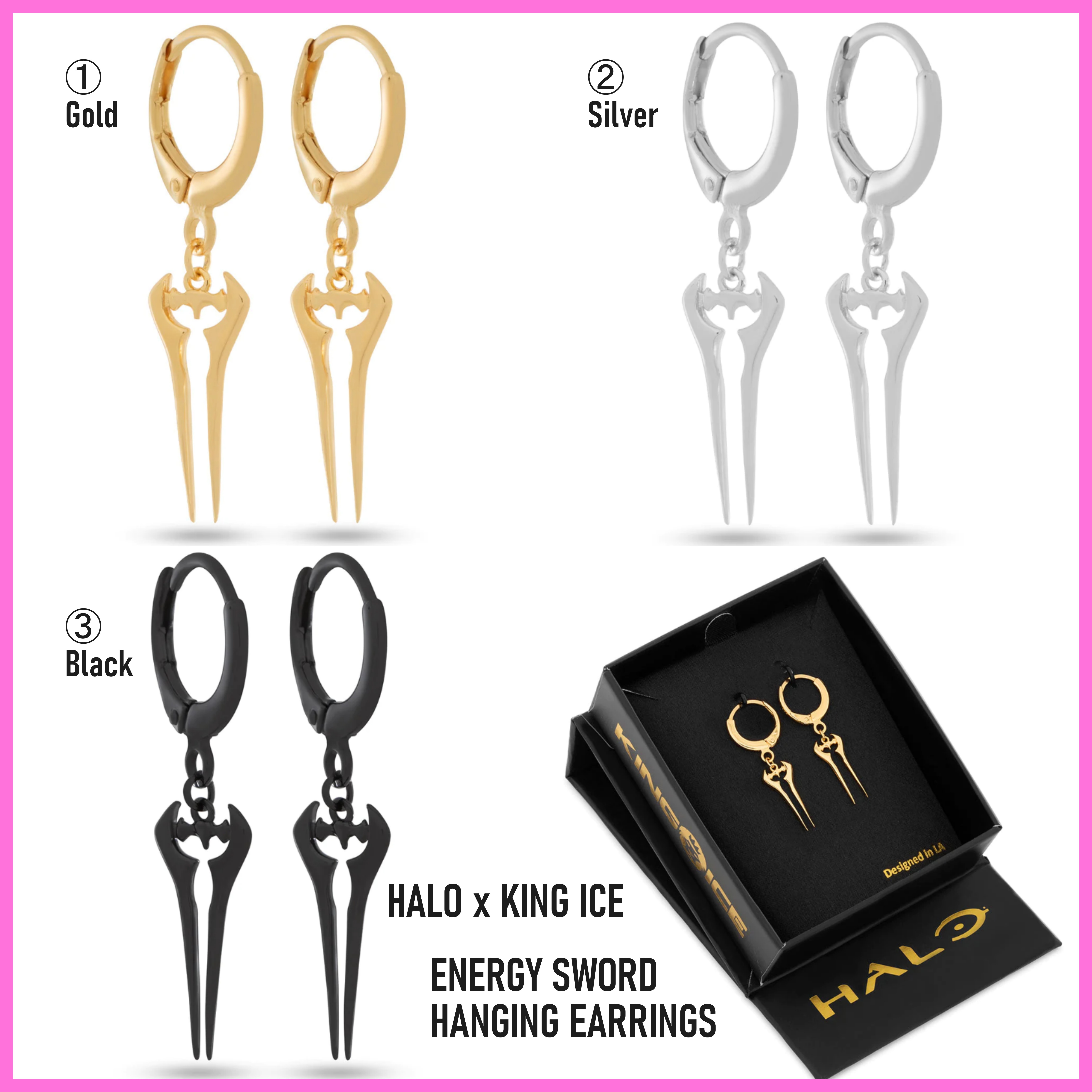 送税込【HALO x KING ICE】ENERGY SWORD HANGING EARRINGS (3色)