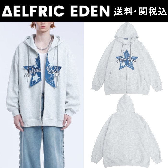 【Aelfric Eden】アップリケ 刺繍 ブロークン スター パーカー