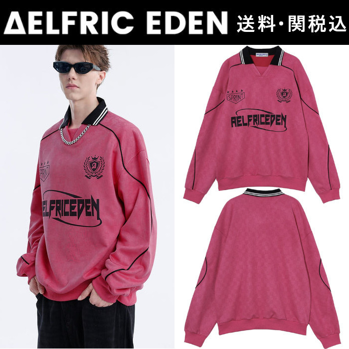 【Aelfric Eden】レター プリント ポロ スウェットシャツ