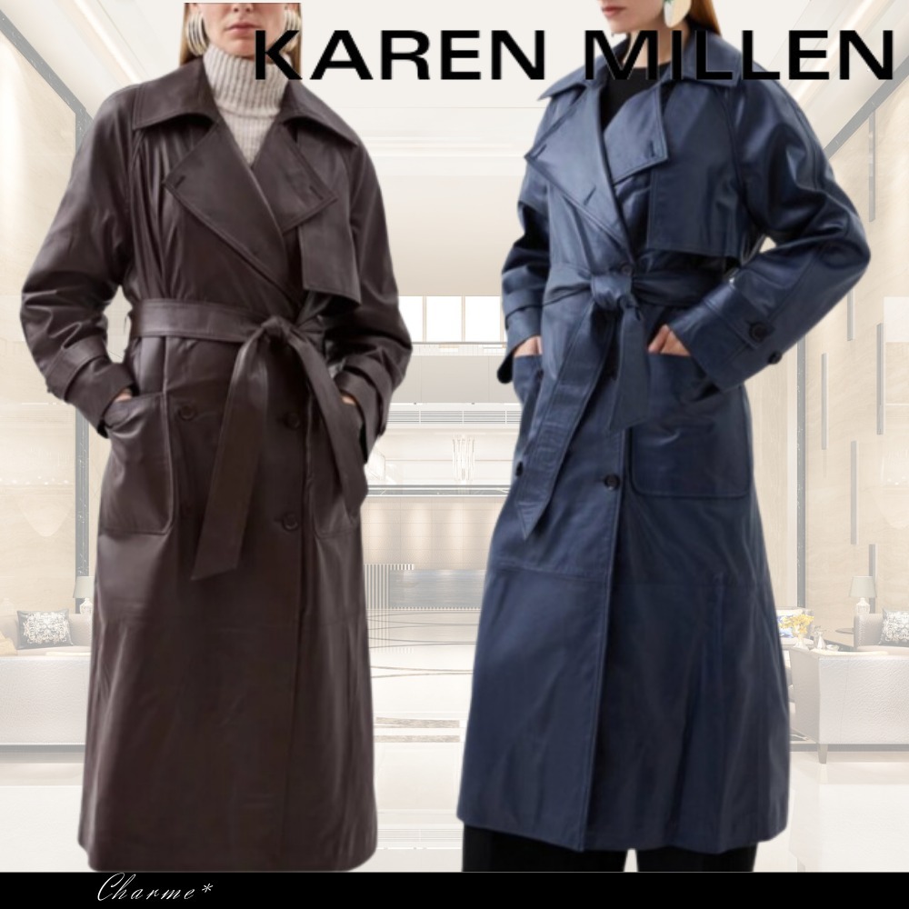 KAREN MILLEN レザー ベルト付きトレンチコート