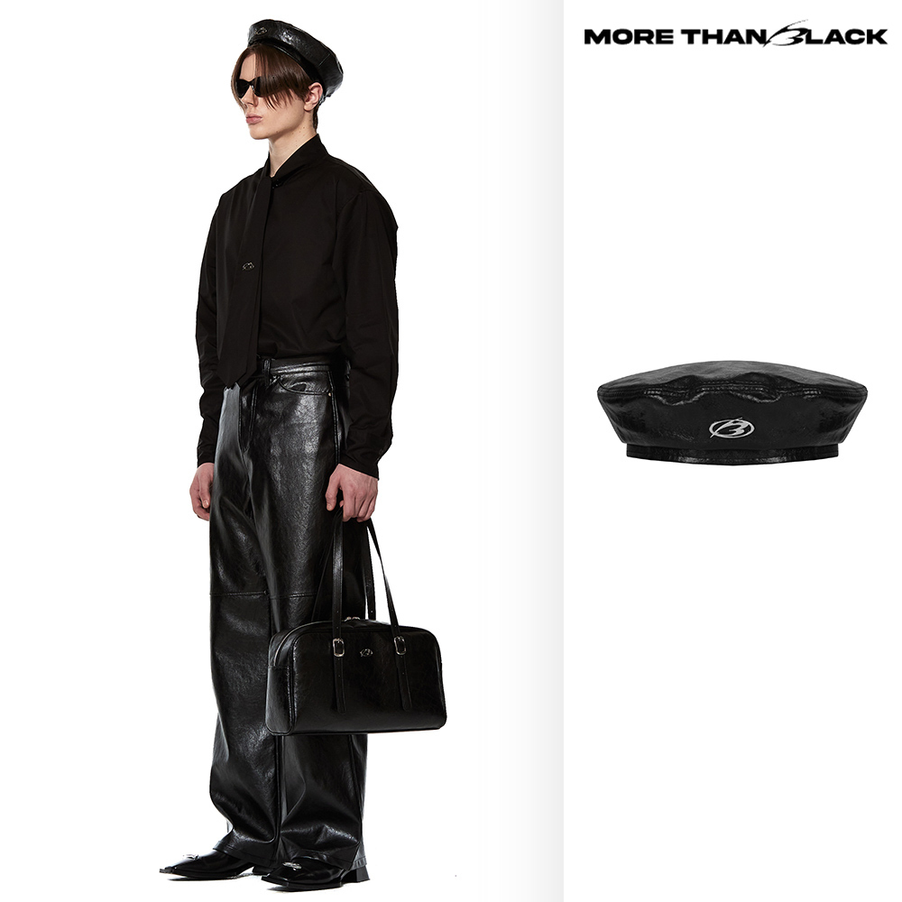 【MORE THAN BLACK】LEATHER BERET