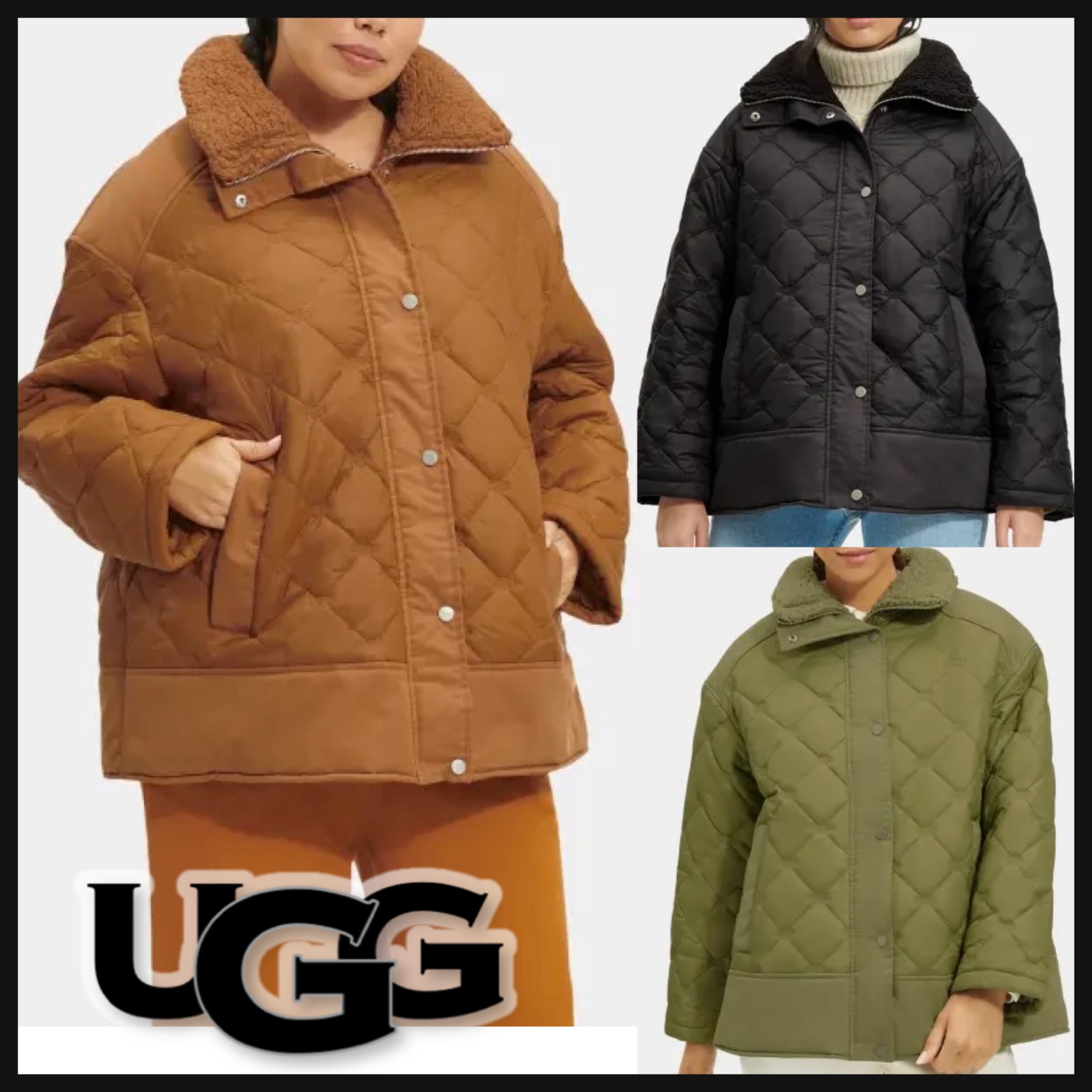 【UGG】Kaylynn キルティング シェルパ パファー ジャケット 3色
