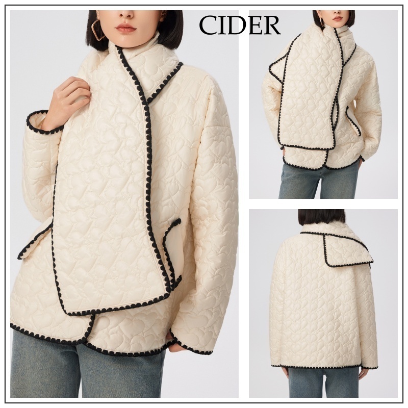Cider◆スカーフ付き ラウンドネック ポケット コート【送料込】