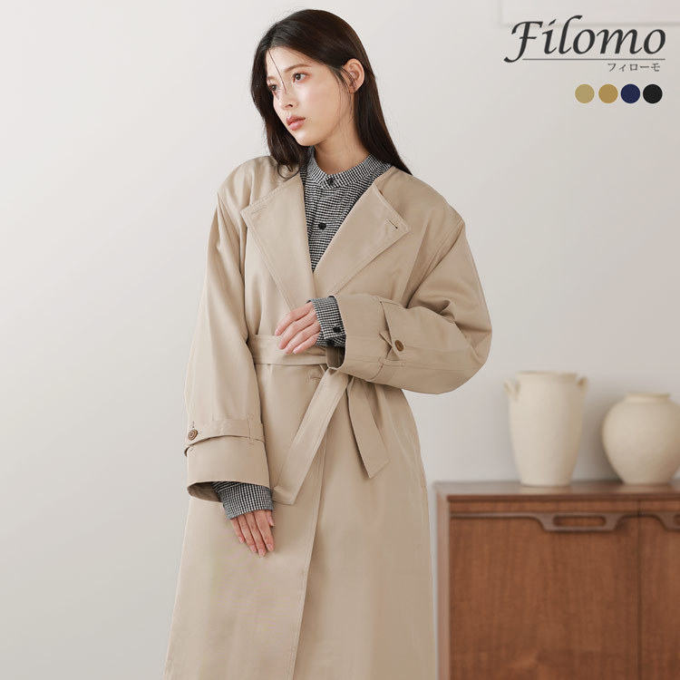 Filomo ロングコート レディース ノーカラー シンプル
