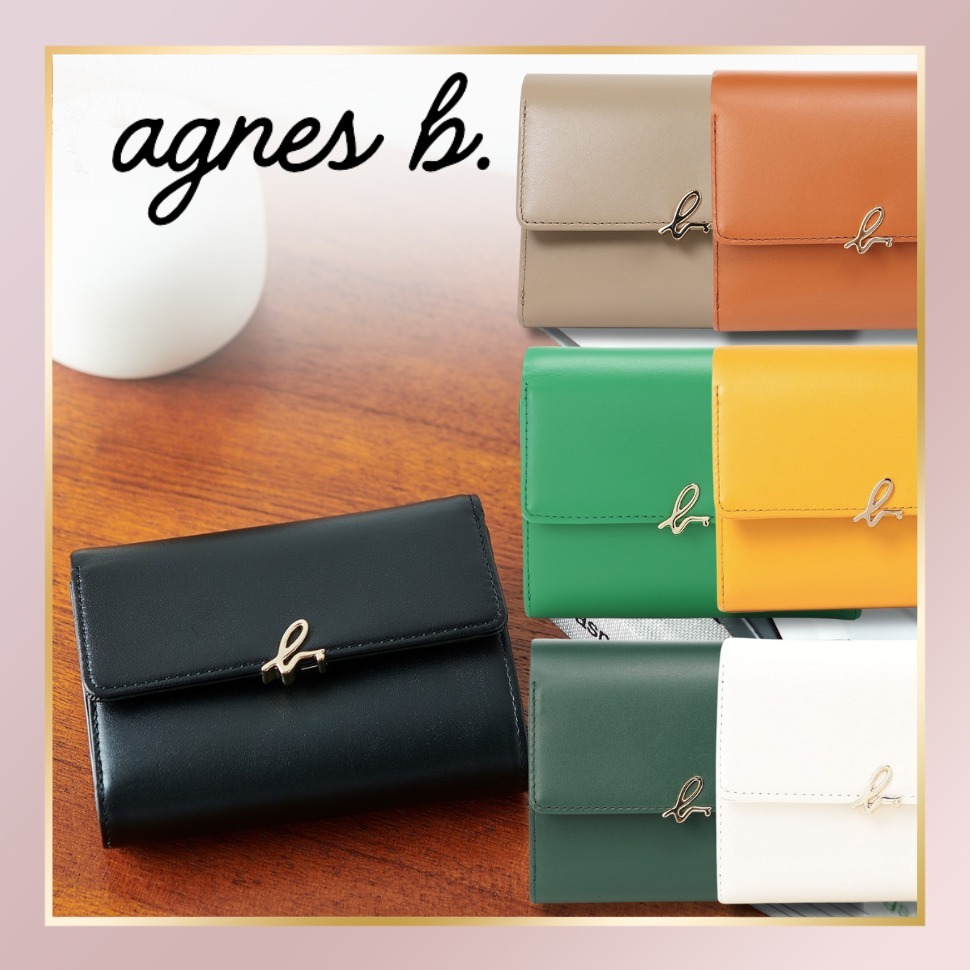 【Agnes b.】ミニウォレット ミニ財布 二つ折り レザー ロゴ