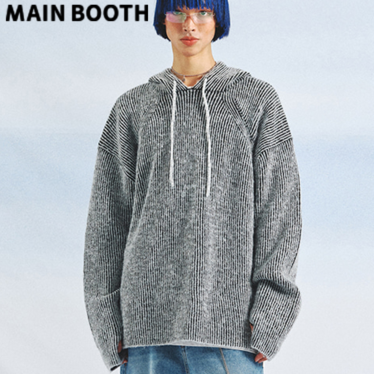 ★MAINBOOTH★Illusion Hoodie Sweater(LIGHT GRAY)★正規品