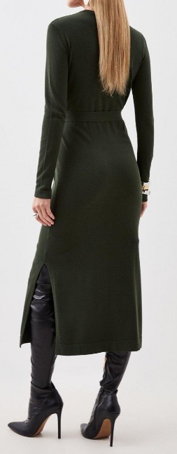 国内発・関税込!! KAREN MILLEN*長袖 ベルトニット ワンピース KAREN MILLEN 長袖 ベルト付 ニット ミディ ドレス 送料・関税込