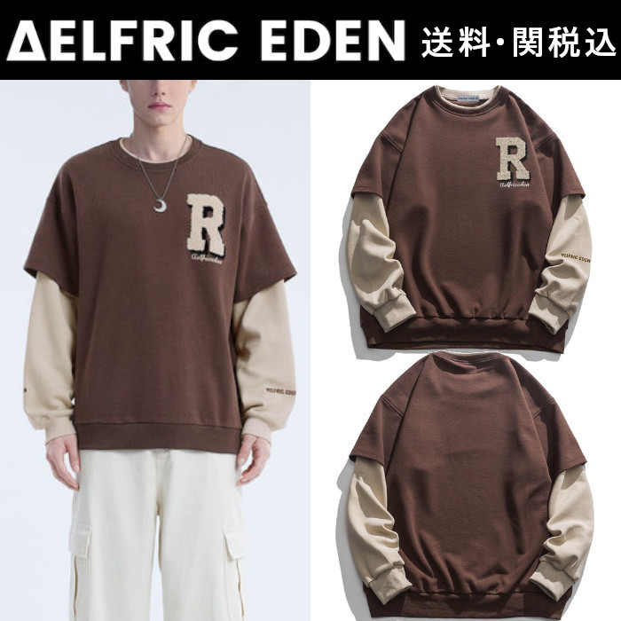 【Aelfric Eden】パッチワーク フロッキング スウェットシャツ