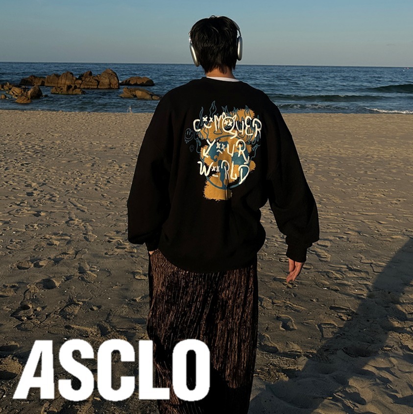 スウェット・トレーナー ASCLO Plain Foam Sweat Shirt (3color)