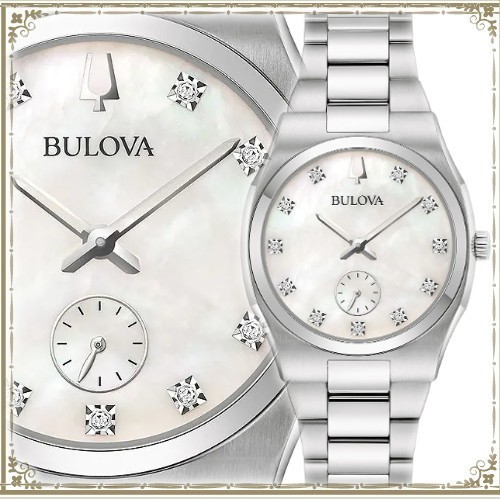 パール文字盤◆日本未発売 BULOVA 腕時計 ダイヤモンド ブローバ