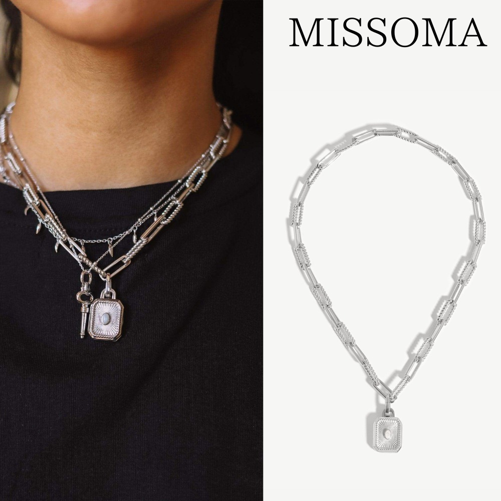 【MISSOMA】彫刻可能なスクエア ロケット チェーン ネックレス