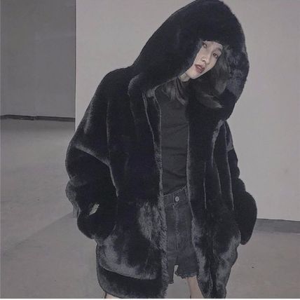 フェイクファー ジャケット ブルゾン フード付 ジップ 3色 韓国 フェイクファー ジャケット ブルゾン フード付 ジップ 3色 韓国