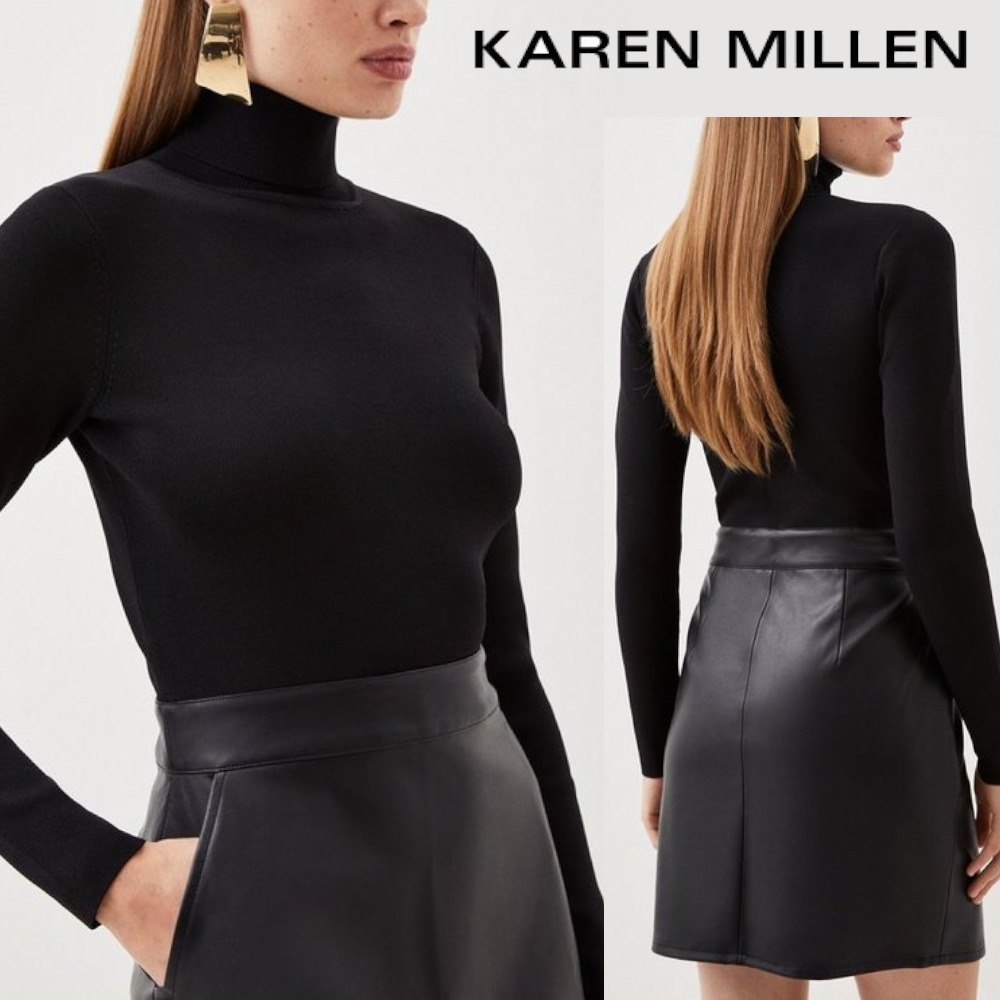 Karen Millen アシンメトリーネックライン ミディドレス