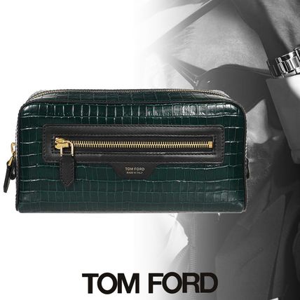 TOM FORD Clutches Calfskin Street Style Plain Leather Logo Clutches