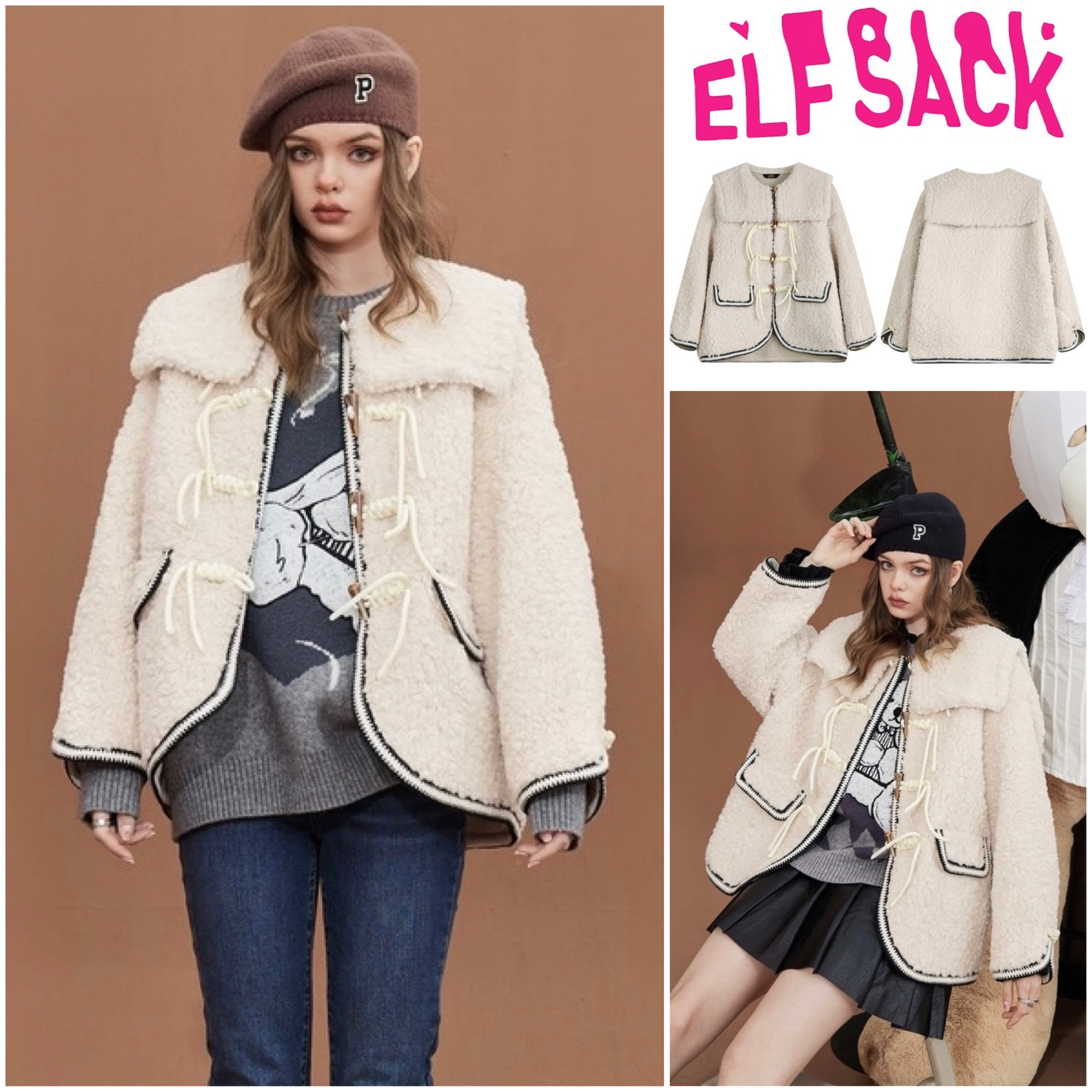 ★ELF SACK★ ガーリー系 ふわモコ ゆったり ジャケット/送料込