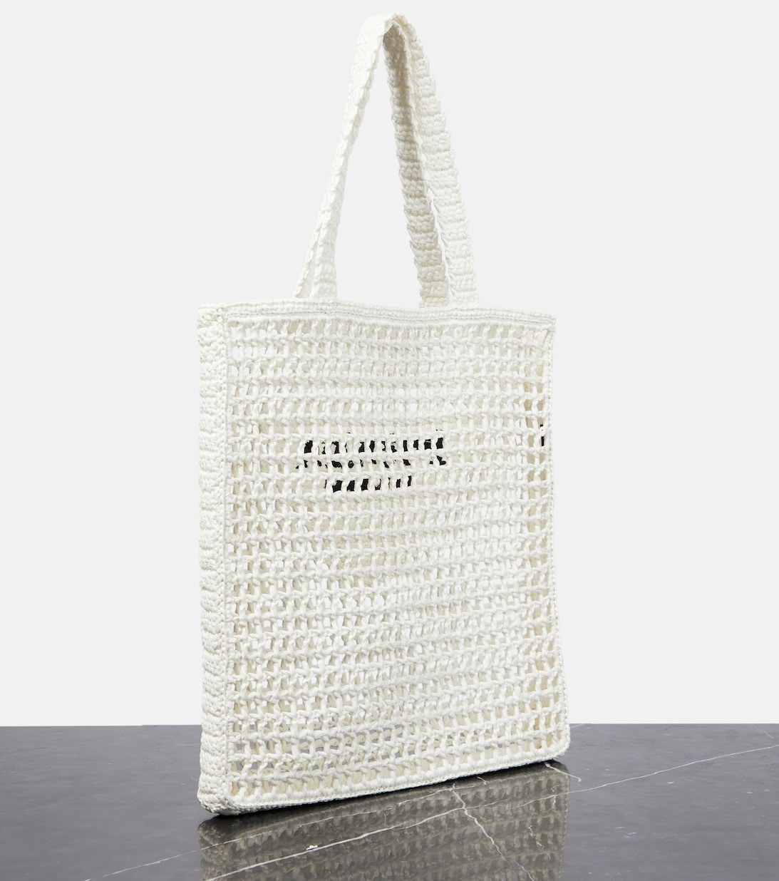 希少】PRADA Logo raffia tote bag カゴバッグ ロゴ 白 黒 2色