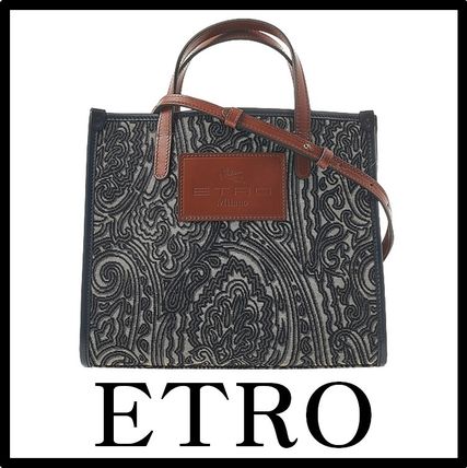 ETRO Totes Casual Style Street Style Logo Totes