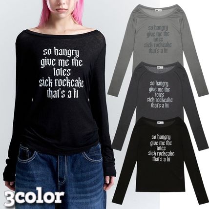 韓国 長袖 ボタン Tシャツ [ROCKCAKE] APPLIQUE LOGO BUTTON TOP ROCKCAKE(ロックケーキ) Tシャツ・カットソー(レディース