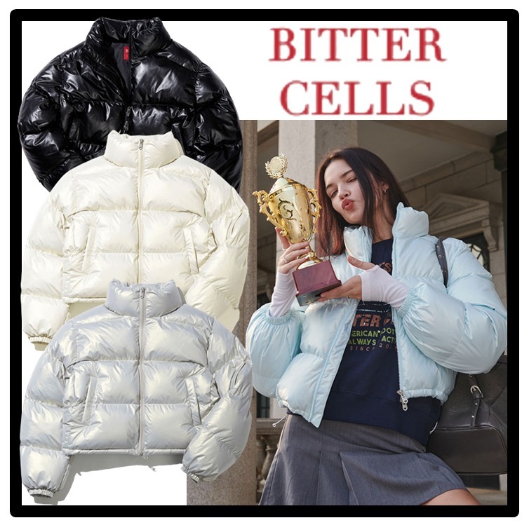 関税込★BITTER CELLS★GLOSSY CROP PUFFER JACKET 3色 クロップ