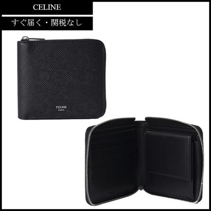 すぐ届く【CELINE】 ジップ付きバイフォールドウォレット レザー