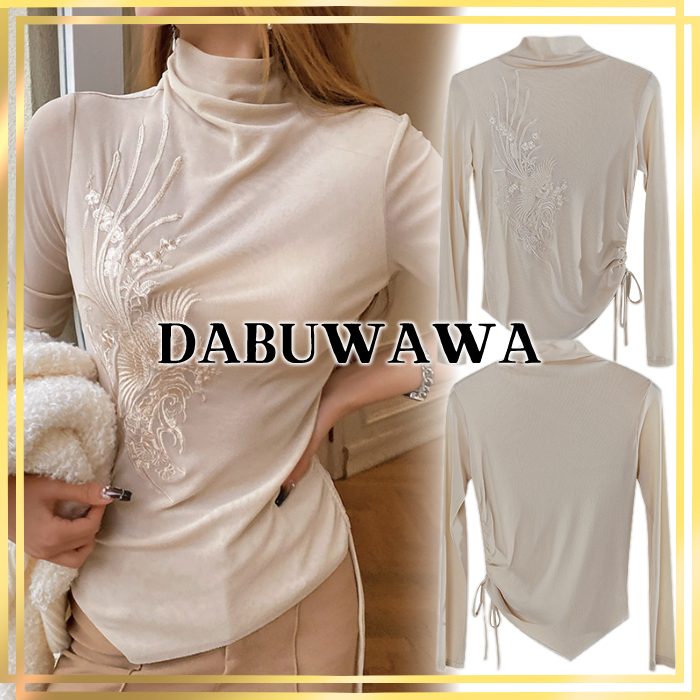 国内発送/新作☆DABUWAWA☆長袖 ハイネック 薄手 トップス☆