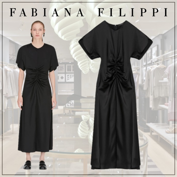 [FABIANA FILIPPI] フリル付きサテンドレス