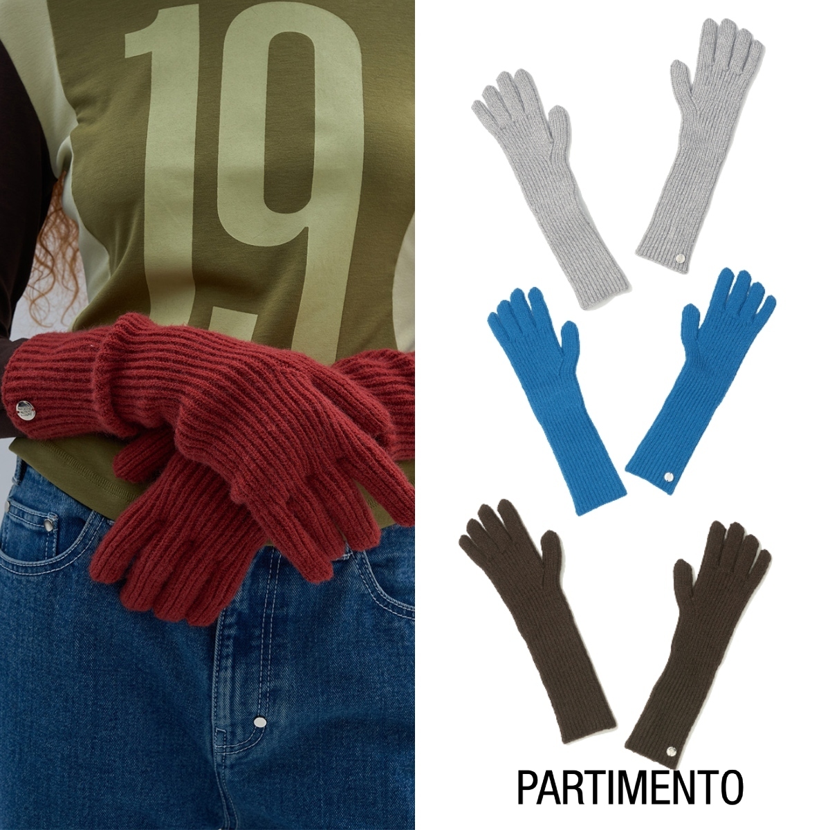 【PARTIMENTO】23fw RIBBED KNIT LONG GLOVES