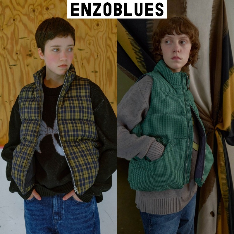【ENZO BLUES】23fw check padding vest