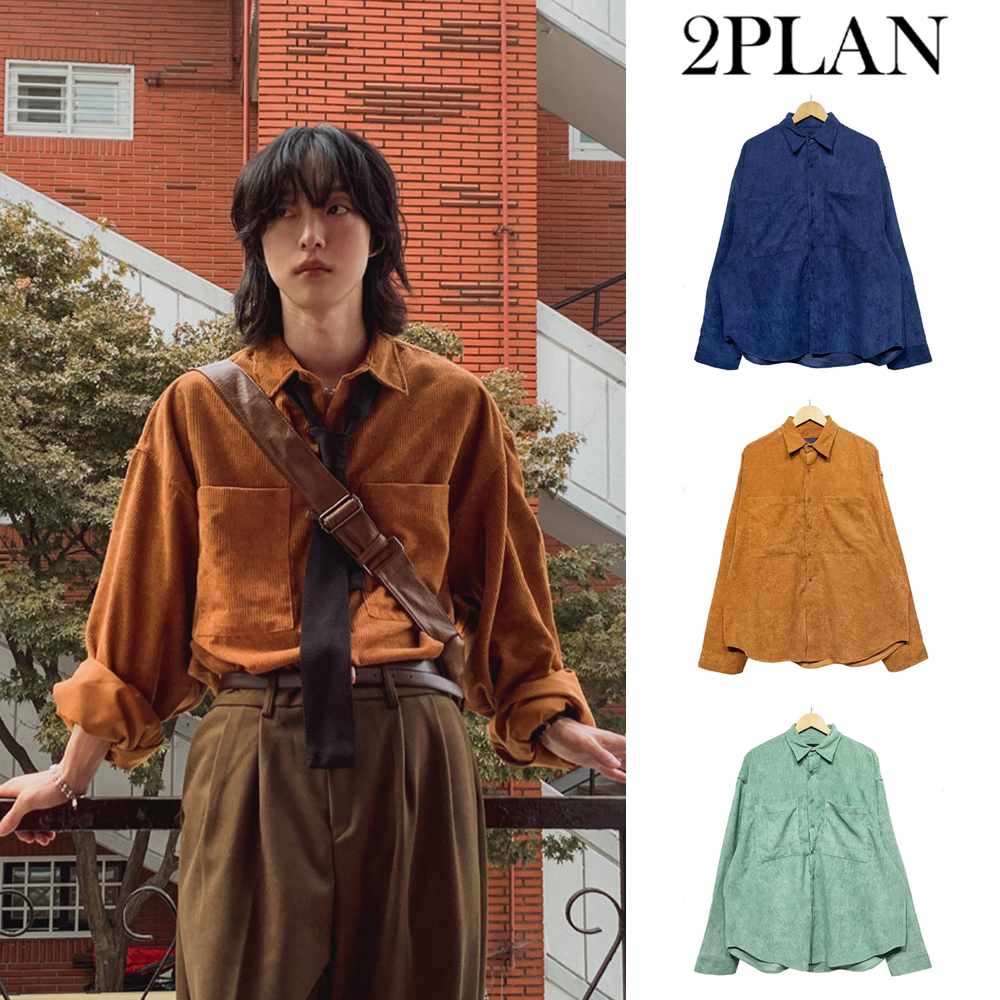 【2plan】Ret overfit corduroy shirt