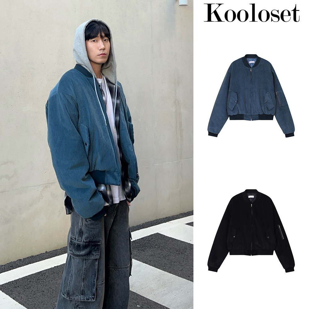 【KOOLOSET】Back zipper corduroy flight jacket