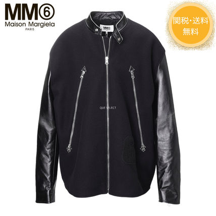 MM6 Maison Margiela Biker Unisex Blended Fabrics Street Style Leather Logo