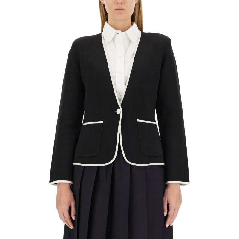 ジャケット THOM BROWNE SINGLE-BREASTED COLLARLESS JACKET