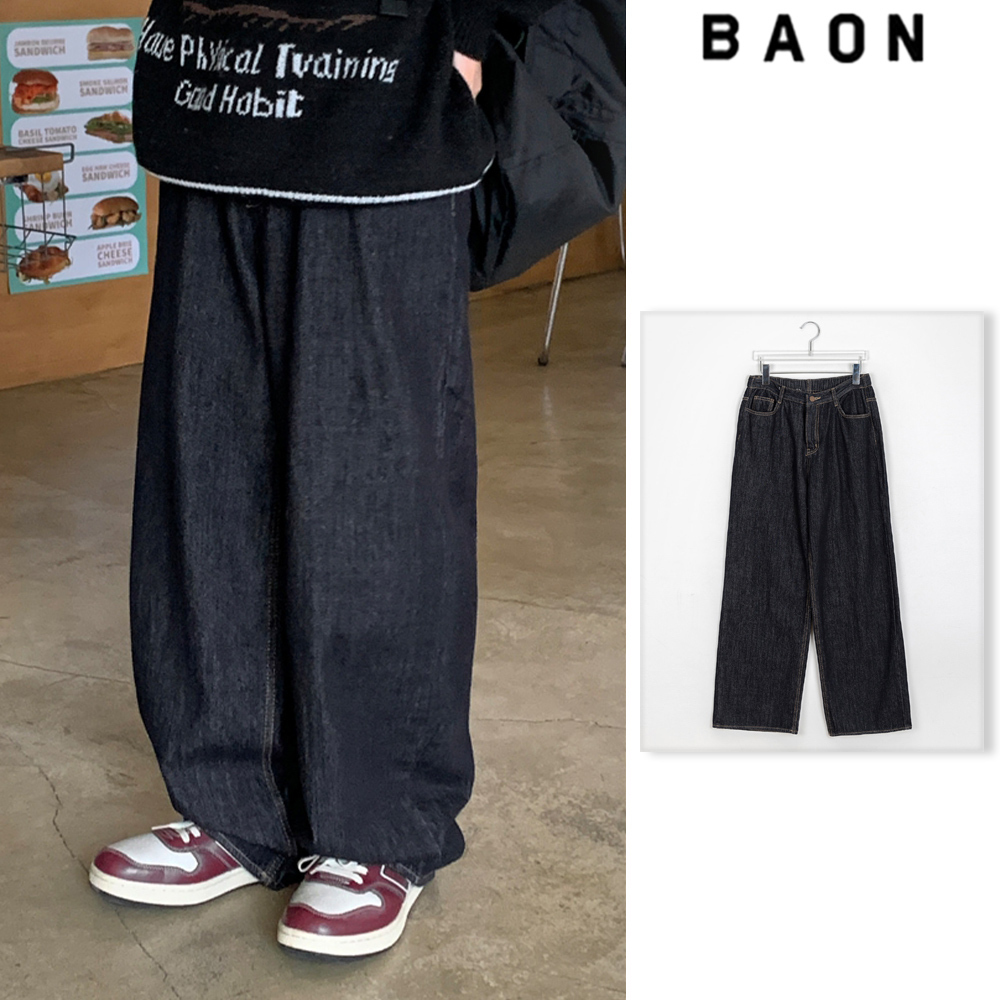 【BAON】Penny Back Banding Brushed Denim Pants