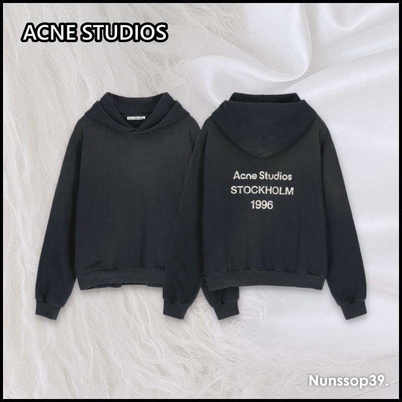 《ACNE STUDIOS》 CI0136 900 BACK LOGO GARMENT DYED HOODIE