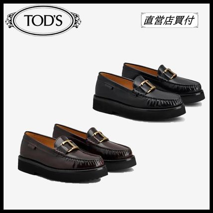 TOD'S Loafer & Moccasin Casual Style Plain Leather Office Style Elegant Style