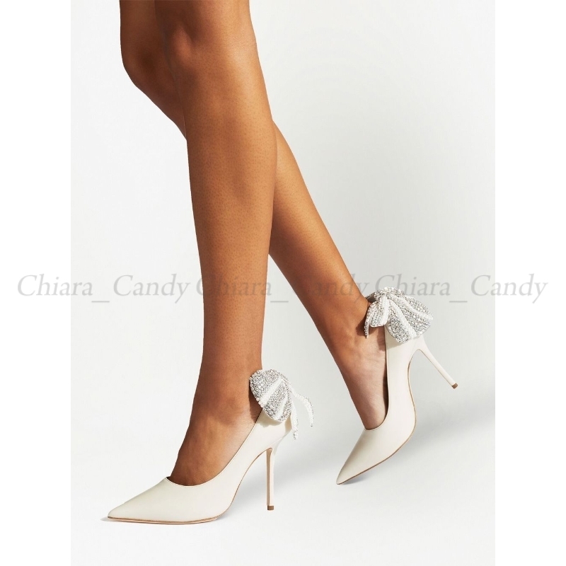 【23AW NEW】Jimmy Choo_women/ AVELINE 100 リボン付きパンプス Jimmy Choo Averly 100 リボン ハイヒール サテンパンプス