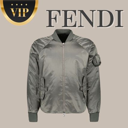 FENDI Bomber Unisex Street Style Logo Bomber Jackets