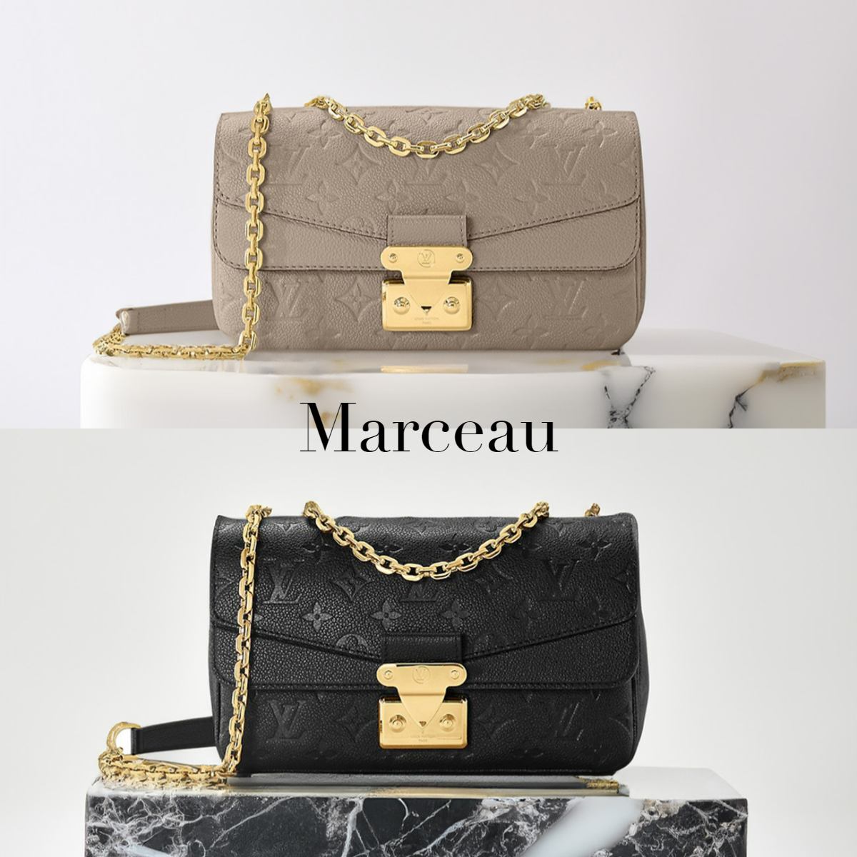 海外限定*LV Marceau 大容量モノグラムチェーンショルダーバッグ