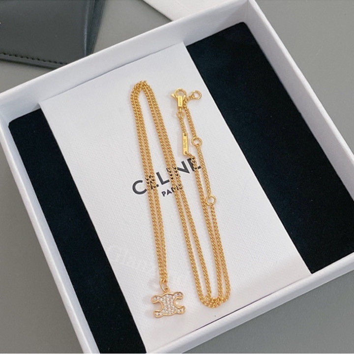 ギフトにも【CELINE】トリオンフ ラインストーン ネックレスレス