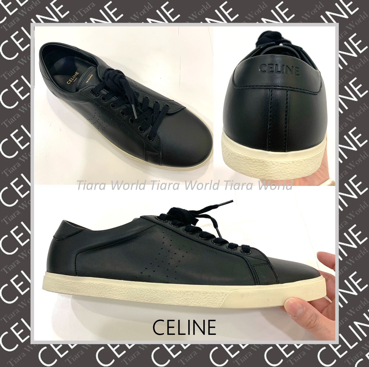 人気ロートップ◆CELINE トリオンフ カーフ スニーカー BLACK