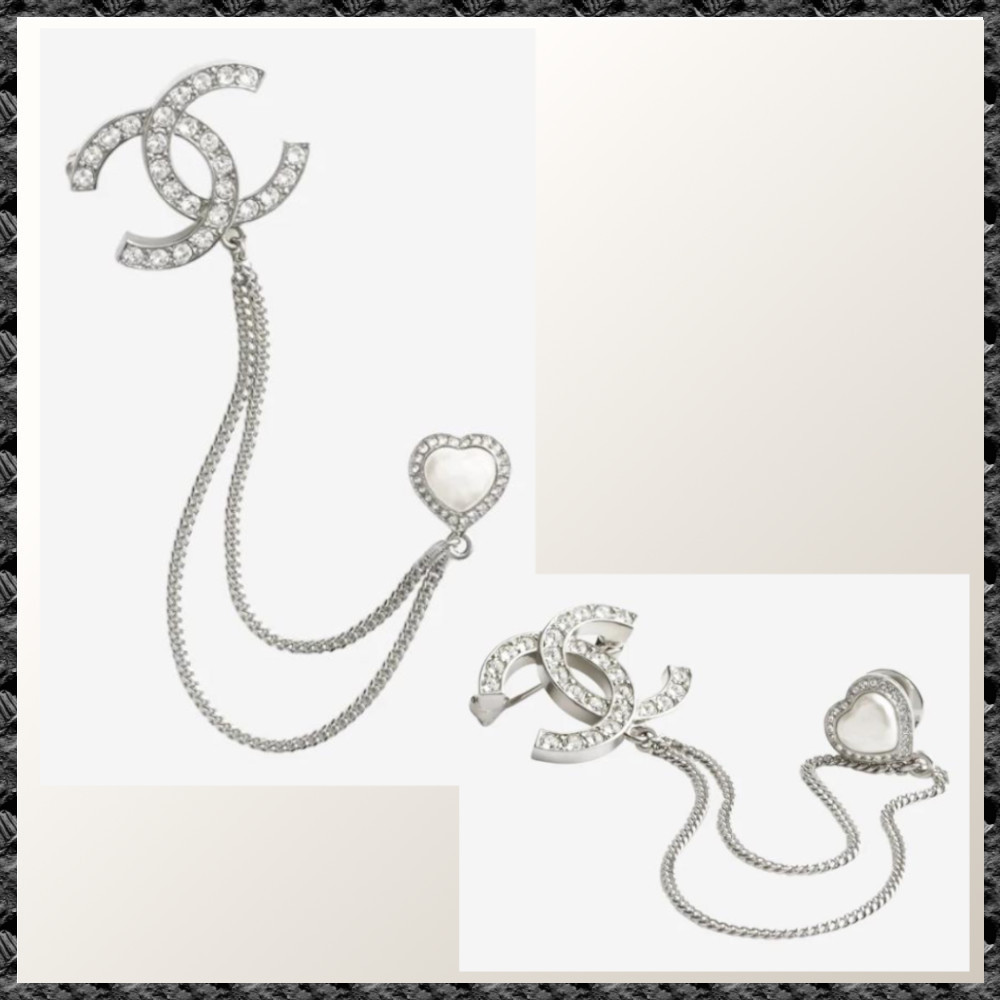 入手困難◆送料込【CHANEL】ブローチハート＆シルバークリスタル