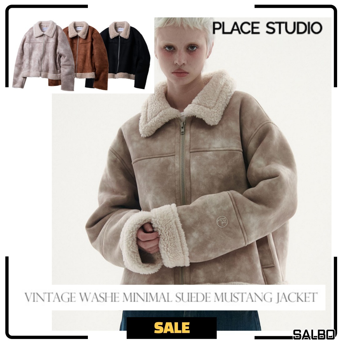 [PLACE STUDIO] VINTAGE WASHE SUEDE MUSTANG JACKET★韓国人気