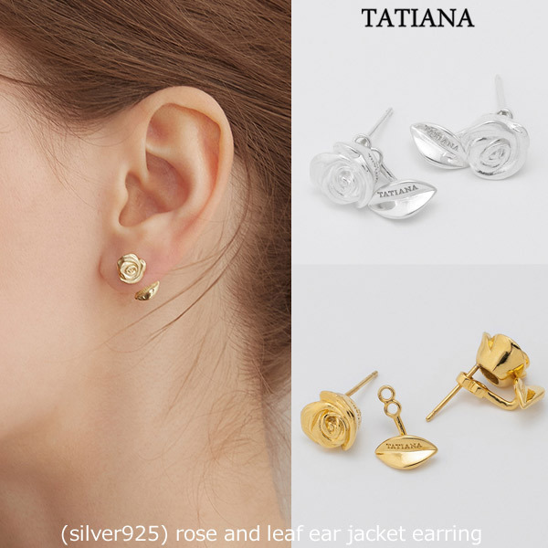TATIANA■(silver925) rose and leaf earjacket earring ピアス